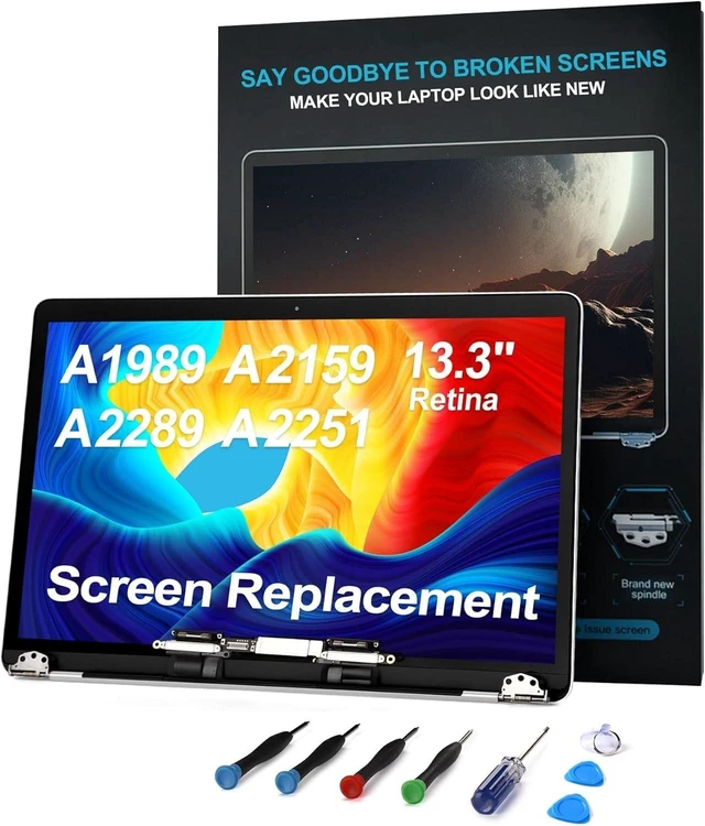 Main image of TRGSLKSS Screen Replacement for MacBook Pro 13.3 inch A1989 A2159 A2289 A2251, 2018 2019 2020 LCD Display Screen Assembly, Silver