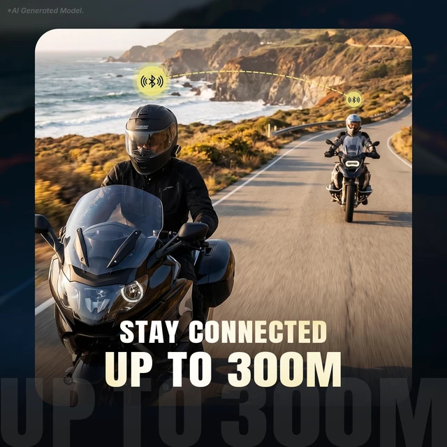 Alt view image 5 of 5 - Oumurs N3X Motorcycle Bluetooth Headset 2-Way Intercom Communication System
