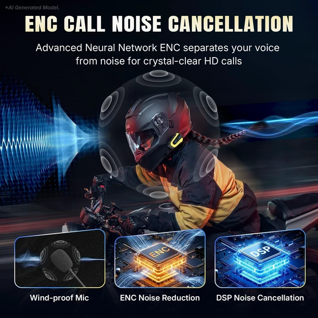 Alt view image 3 of 5 - Oumurs N3X Motorcycle Bluetooth Headset 2-Way Intercom Communication System