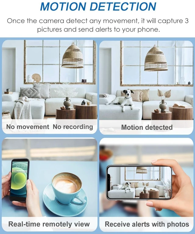 Alt view image 4 of 5 - Hidden Camera Clock 1080P WiFi Indoor Security Camera Clock No Audio