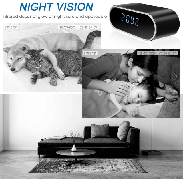 Alt view image 5 of 5 - Hidden Camera Clock 1080P WiFi Indoor Security Camera Clock No Audio