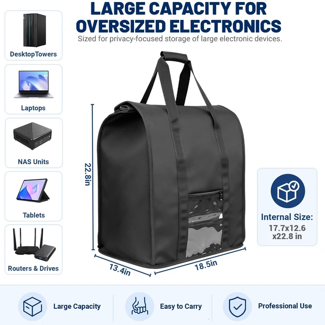 Alt view image 3 of 5 - Heavy-Duty Large Faraday Bag for Mid-Tower PCs, NAS & Routers