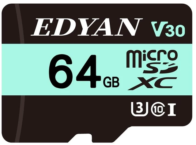 Main image of EDYAN 64GB Micro SD Card, 95MB/s, U3 V30, 4K Video Security Camera