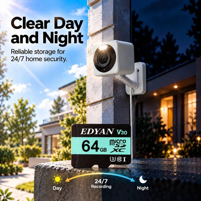 Alt view image 3 of 5 - EDYAN 64GB Micro SD Card, 95MB/s, U3 V30, 4K Video Security Camera