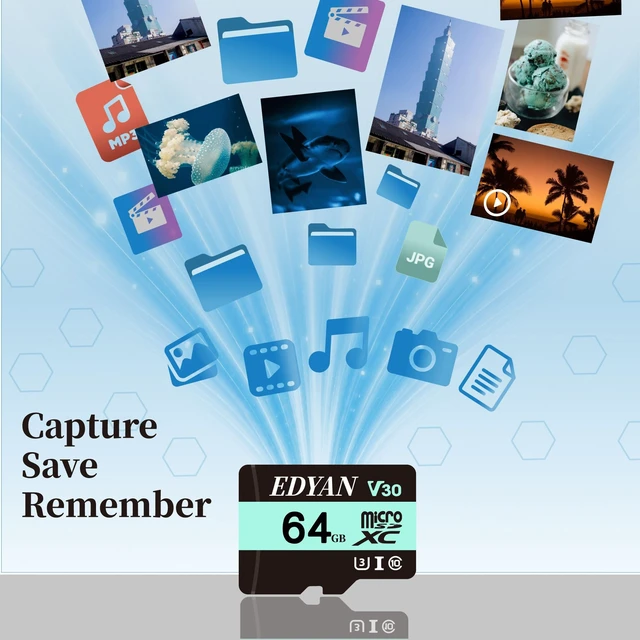 Alt view image 5 of 5 - EDYAN 64GB Micro SD Card, 95MB/s, U3 V30, 4K Video Security Camera