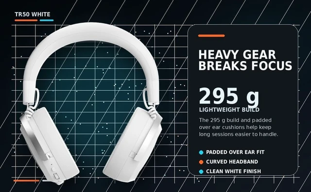 Alt view image 4 of 5 - Savage Impact TR50 Wireless Gaming Headset White, 50 mm Radar Diaphragm Drivers, Virtual 7.1 Surround, CM6572 Chip, 295 g Lightweight Over Ear Headset with Boom Mic