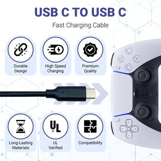 Alt view image 5 of 5 - BrightOn - Optimized Set Compatible with PS5 PRO ^^ 8K HDMI 2.1 HDR 8K@60Hz/4K@120Hz Gold Plated ^^ CAT 7 Super High Speed Gold Plated ^^ Fast Charge Cable (PS5 PRO)