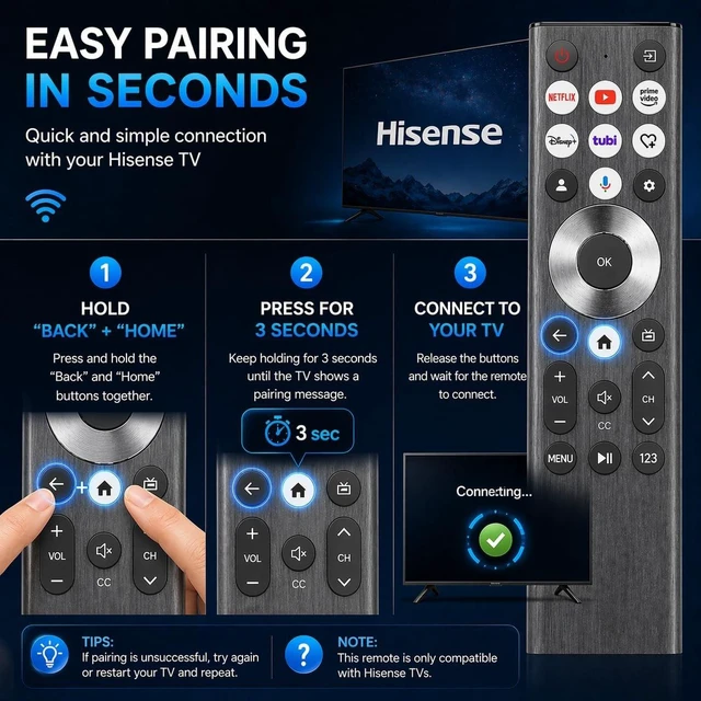 Alt view image 3 of 5 - Voice Remote Control Replacement for Hisense U6 U7 U8 U9 S7N Smart TV 55U8QG 85U8QG 55S7N 65S7N 75S7N 85S7N 75U8QG 65U8QG 100U8K 55U75QG 65U75QG 75U75QG 85U75QG 100U75QG 116U75QG
