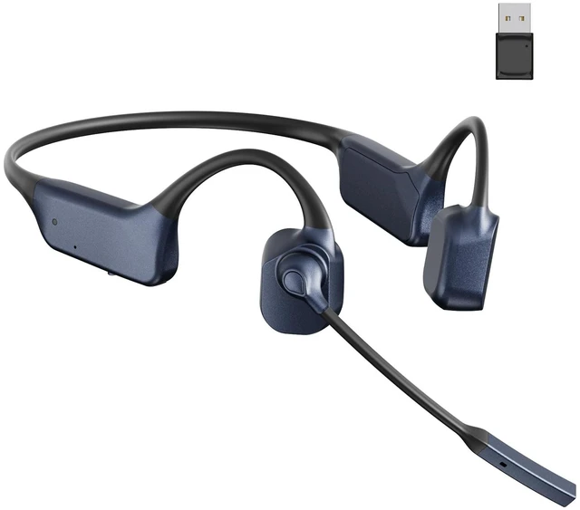 Main image of Bone Conduction Headphones with Mic Boom, Open Ear Wireless Bluetooth Headset with USB Dongle for PC, AI Noise Cancelling Microphone, Wireless Headset for Office Call Remote Work Driving