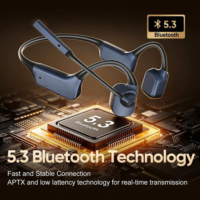Alt view image 5 of 5 - Bone Conduction Headphones with Mic Boom, Open Ear Wireless Bluetooth Headset with USB Dongle for PC, AI Noise Cancelling Microphone, Wireless Headset for Office Call Remote Work Driving