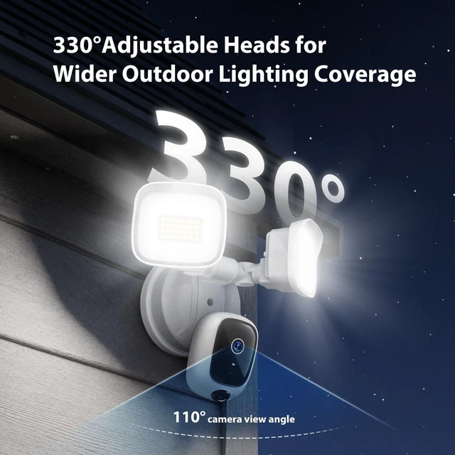 Alt view image 4 of 5 - Meloght 2K Hardwired Flood Light Camera, 3500LM Dual-Head Outdoor Security Camera with Color Night Vision, 5G/2.4G WiFi, PIR Motion Detection, Siren, 2-Way Audio, IP65, Compatible with Alexa & Google