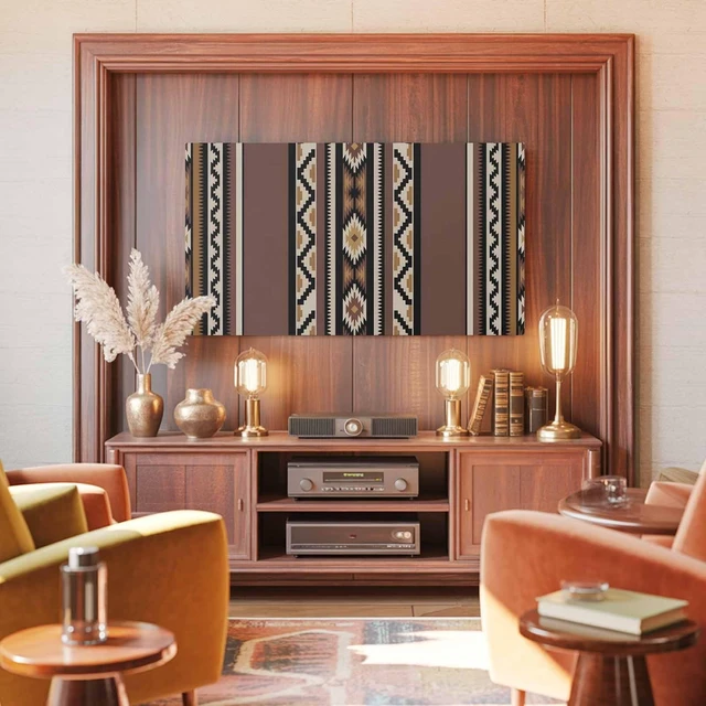 Alt view image 3 of 5 - TV Cover 65'', Brown Boho Elastic Stretch TV Screen Dust Cover Indoor, Vintage Ethnic Tribe Retro Abstract Art Washable Anti-Dust & Scratch Protector Covers, Universal Fit for Flat Curved LED LCD TVs