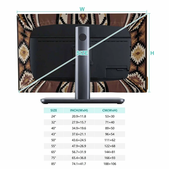 Alt view image 5 of 5 - TV Cover 65'', Brown Boho Elastic Stretch TV Screen Dust Cover Indoor, Vintage Ethnic Tribe Retro Abstract Art Washable Anti-Dust & Scratch Protector Covers, Universal Fit for Flat Curved LED LCD TVs