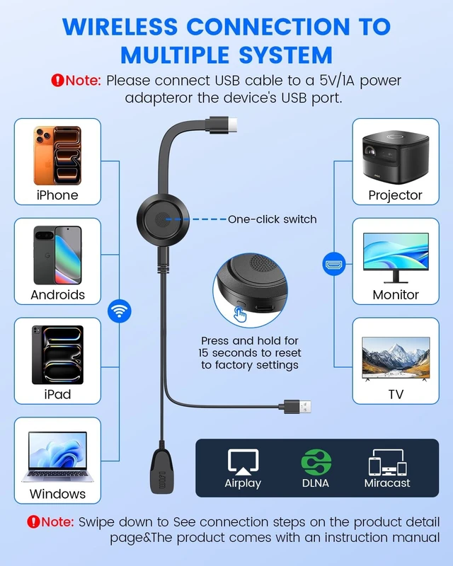 Alt view image 3 of 5 - 2026 Model 4K Wireless Hdmi Display Adapter,Plug & Play to iPhone/Laptop/PC