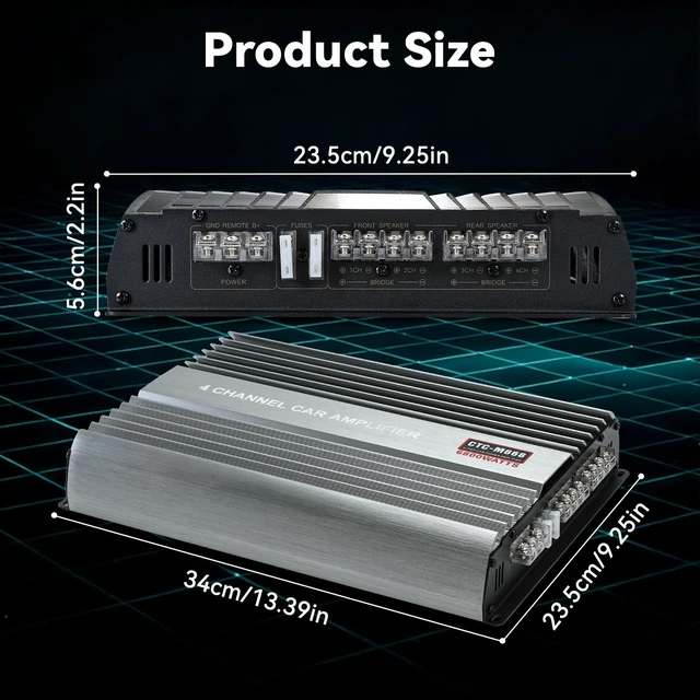 Alt view image 2 of 5 - Car Amplifier 4 Channel, Amplifier Car Audio, 4 Channel Amp, 5800W Peak Power Silver Aluminum Alloy Car Stereo Audio Amplifier for Car Speakers and Subwoofers