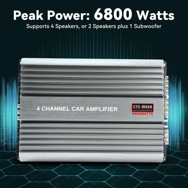 Alt view image 5 of 5 - Car Amplifier 4 Channel, Amplifier Car Audio, 4 Channel Amp, 5800W Peak Power Silver Aluminum Alloy Car Stereo Audio Amplifier for Car Speakers and Subwoofers