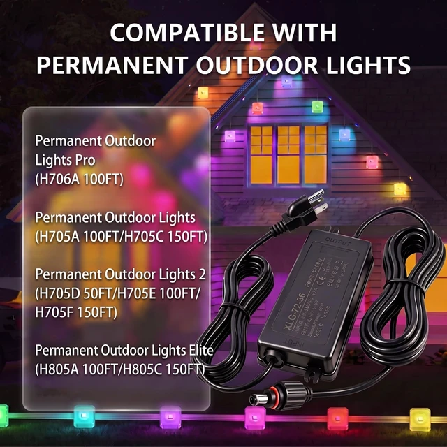 Alt view image 2 of 5 - 36V 2A Power Adapter Charge for Govee Permanent Outdoor Light 2 and Pro
