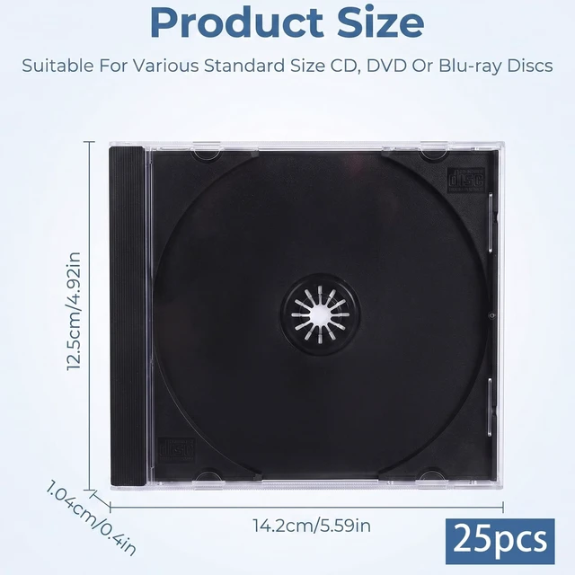 Alt view image 2 of 5 - 25 Pcs CD Jewel Cases, 10.4 mm Standard Single Clear CD Replacement Cases