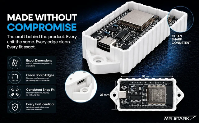 Alt view image 2 of 5 - Premium ESP32 Computer Case, 2-Pack, Inject Molded, Passthrough (White)