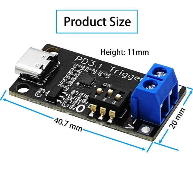 Alt view image 4 of 5 - USB C PD Trigger Board, Type-C PD3.0/3.1 QC Decoy Module, 5V to 28V Adjustable Voltage, 140W 5A Fast Charge Power Trigger Module, USB-C Female Input (4-Pack)