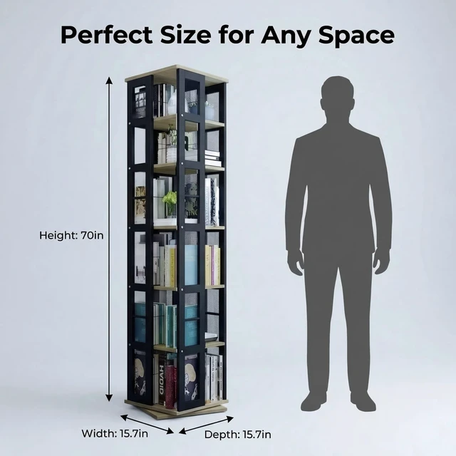 Alt view image 3 of 5 - Setmoi Heavy Duty CD Rack Tower, Media Storage Cabinet, 6 Tier Rotating Media Tower Rack for CDs, DVDs, Books and Game Discs, DVD Stand for Living Room, Home Office and Recording Room