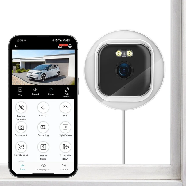Main image of BiOSAFETY 2K Window Indoor Camera for Home Security, 5G&2.4G WiFi Indoor Angled Window Cam Stick on Glass, Full Color Night Vision, 24/7 AI Human Detection for RV, Apartment