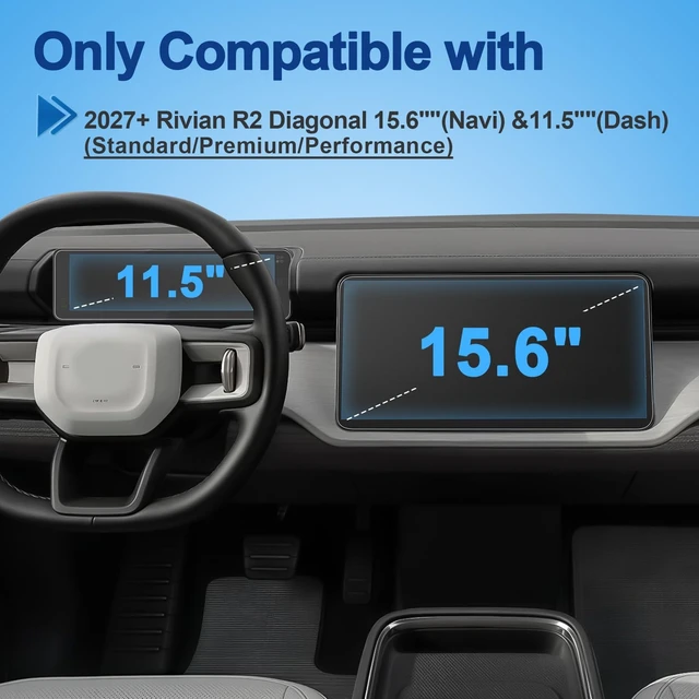 Alt view image 2 of 5 - Coleya Anti-Glare Matte for 2027 Rivian R2 Screen Protector, for Rivian R2 (11.5In Dash+15.6In Navi) (Standard/Premium/Performance), 9H Tempered Glass 2027 R2 Accessories HD&Anti-Fingerprint