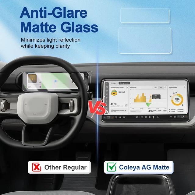 Alt view image 3 of 5 - Coleya Anti-Glare Matte for 2027 Rivian R2 Screen Protector, for Rivian R2 (11.5In Dash+15.6In Navi) (Standard/Premium/Performance), 9H Tempered Glass 2027 R2 Accessories HD&Anti-Fingerprint