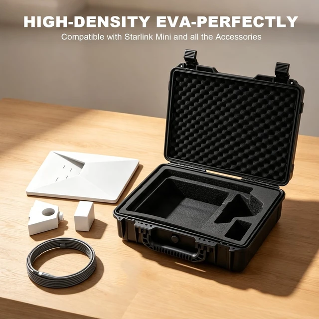 Alt view image 2 of 5 - Jack Boss Hard Case for Starlink Mini,Waterproof Case with Molded Cut Foam