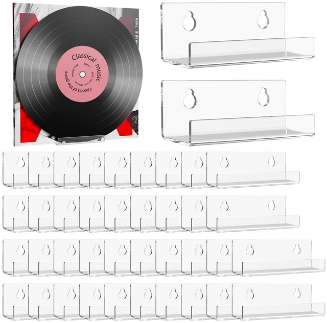 Main image of VZZNN 40 Pack Vinyl Wall Mount (4 Inch),Clear Vinyl Record Holder,Suitable for Music Stores, Music Schools, Personal Collectors to Hang Albums on the Wall and Decorate Home offices