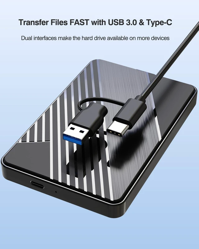 Alt view image 4 of 5 - 500GB External Hard Drive,USB 3.0 and USB-C Storage Expansion Mobile HDD
