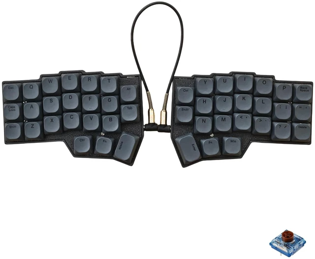 Main image of CHOC Corne V4.1,Low Profile Split Ergonomic Mechanical Keyboard, 3x6 40% Layout, Wired, Hot-Swap, RGB,full Programmable with VIAL/QMK, Equipped with Kailh Whale DS Silent Mini Brown Switches (Black)