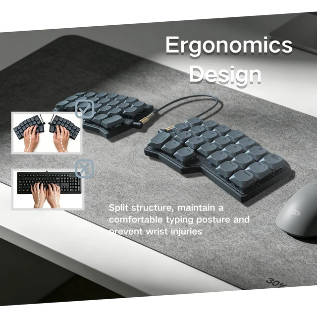 Alt view image 3 of 5 - CHOC Corne V4.1,Low Profile Split Ergonomic Mechanical Keyboard, 3x6 40% Layout, Wired, Hot-Swap, RGB,full Programmable with VIAL/QMK, Equipped with Kailh Whale DS Silent Mini Brown Switches (Black)