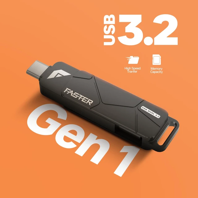 Alt view image 2 of 5 - FASTER FU-10 128GB Dual USB-A & USB-C Flash Drive