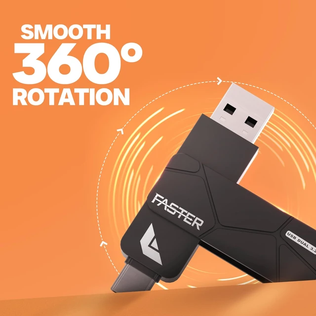 Alt view image 4 of 5 - FASTER FU-10 128GB Dual USB-A & USB-C Flash Drive