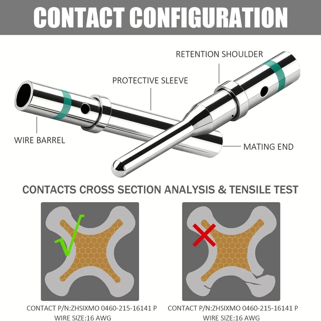Alt view image 3 of 5 - ZHSIXMO Deutsch Pin Connector Kit 90 Pairs Deutsch Solid Pin and Socket DT Contact/Terminal, DT Connector Contact Size 16 Male Pin/Female Socket, Suit for Wire Size 14-20AWG