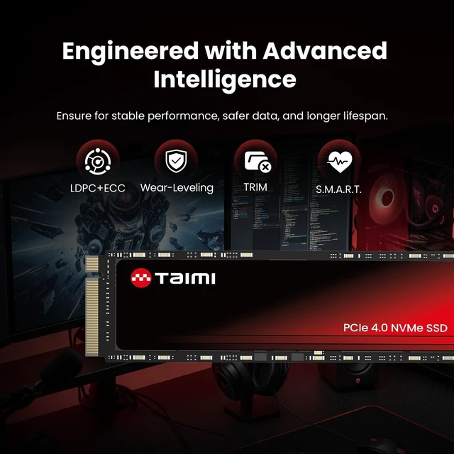 Alt view image 5 of 5 - Taimi 512GB NVMe SSD PCIe4.0 M.2 2280 Solid State Drive TME48SB512