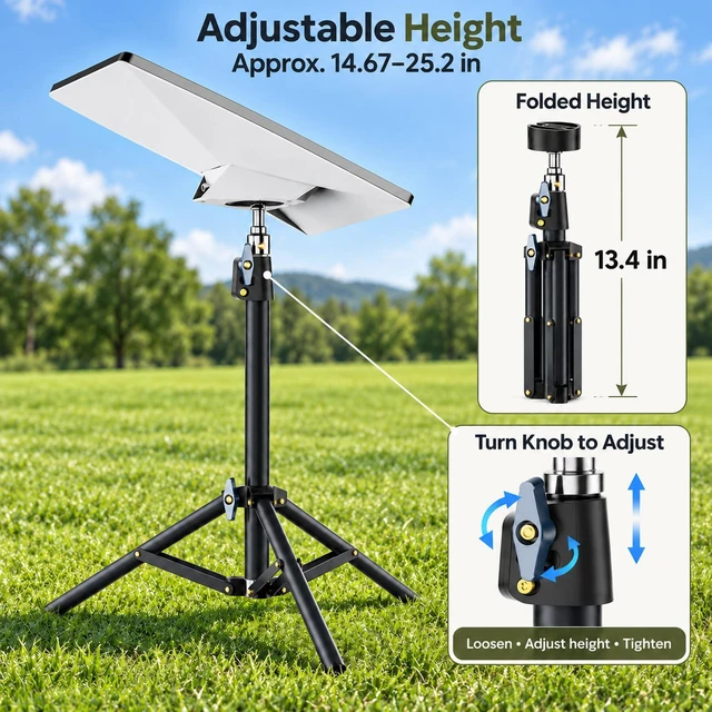 Alt view image 2 of 5 - Starlink mini Tripod Mount Compatible with New and Old Starlink Mini Models Adjustable 16.5-23.6 in Stand with Adapter, 3 Foot Pads, 3 Ground Stakes and Carry Bag for Camping and RV Trips