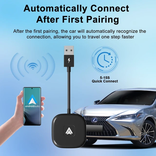 Alt view image 4 of 5 - Uniytriox Android Auto Wireless Adapter, Android Auto Dongle with 5GHz WiFi, Supports Online Update, for OEM Wired Android Auto Model, Wireless Carplay Compatible with Android 11 and Abo