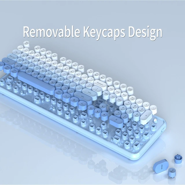 Alt view image 5 of 5 - KEQTFT Colorful Wireless Computer Keyboard and Mouse, Blue Gradient