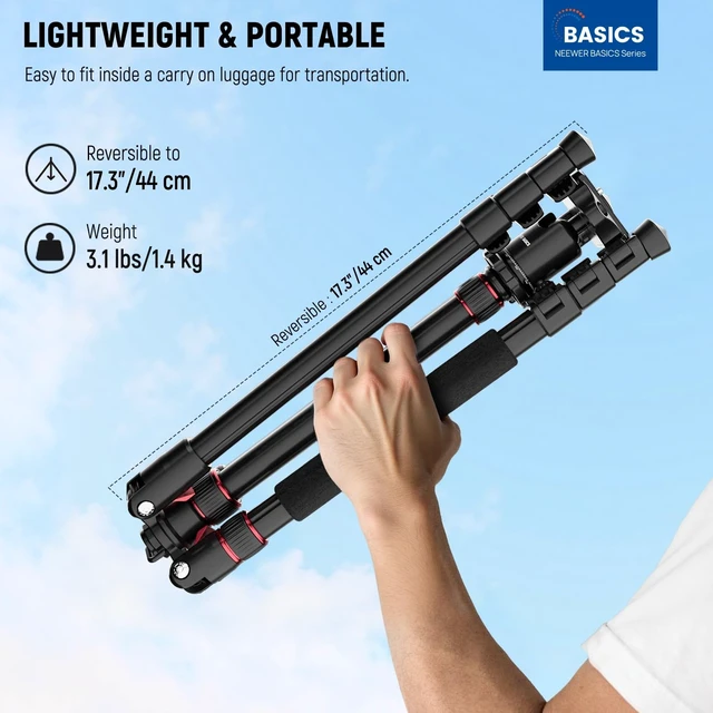 Alt view image 2 of 5 - NEEWER Basics Camera Tripod Monopod, 71" Aluminum Heavy Duty Portable Travel DSLR Cell Phone Stand with 360 Ball Head Cellphone Holder Mount Compatible with iPhone for Filming Video Recording, TP15