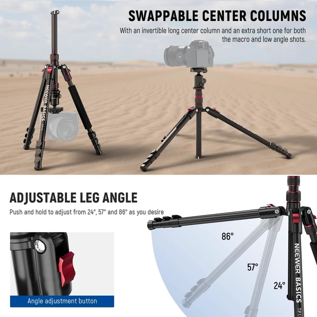 Alt view image 4 of 5 - NEEWER Basics Camera Tripod Monopod, 71" Aluminum Heavy Duty Portable Travel DSLR Cell Phone Stand with 360 Ball Head Cellphone Holder Mount Compatible with iPhone for Filming Video Recording, TP15