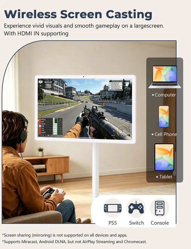 Alt view image 5 of 5 - GFF Smart Portable TV, Touch Screen on Wheels, EDLA Certified, 1080P,22inch