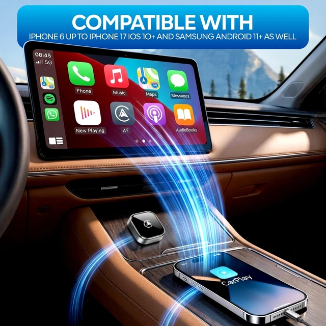 Alt view image 3 of 5 - LURSSY Wireless Apple CarPlay Adapter - Upgraded 2026 Android Auto Adapter Having (2.4GHz+5.8GHz) Connection - Supports Both iPhone (iOS 10+) Android (11+), 2-in-1 Wired to Wireless Plug