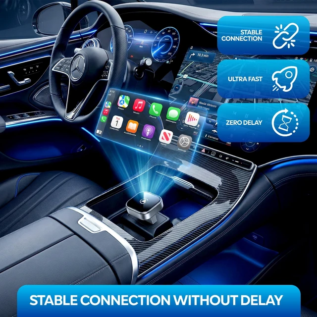 Alt view image 5 of 5 - LURSSY Wireless Apple CarPlay Adapter - Upgraded 2026 Android Auto Adapter Having (2.4GHz+5.8GHz) Connection - Supports Both iPhone (iOS 10+) Android (11+), 2-in-1 Wired to Wireless Plug