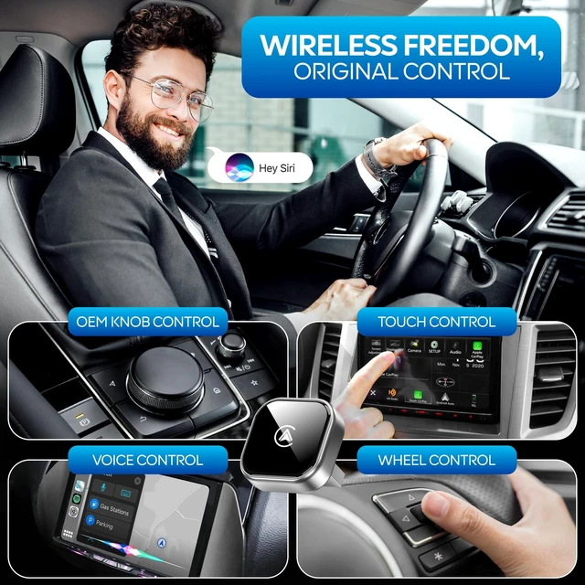 Alt view image 4 of 5 - LURSSY Wireless Apple CarPlay Adapter - Upgraded 2026 Android Auto Adapter Having (2.4GHz+5.8GHz) Connection - Supports Both iPhone (iOS 10+) Android (11+), 2-in-1 Wired to Wireless Plug