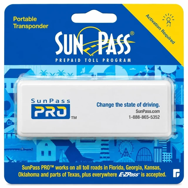 Main image of SunPass PRO Portable Toll Transponder Prepaid Toll Pass for Florida & 21 States ^^ Works with E-ZPass ^^ Easy Install ^^ No Monthly Fees ^^ Travel Smart Across USA