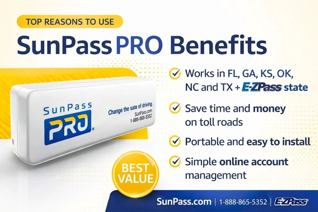 Alt view image 2 of 5 - SunPass PRO Portable Toll Transponder Prepaid Toll Pass for Florida & 21 States ^^ Works with E-ZPass ^^ Easy Install ^^ No Monthly Fees ^^ Travel Smart Across USA