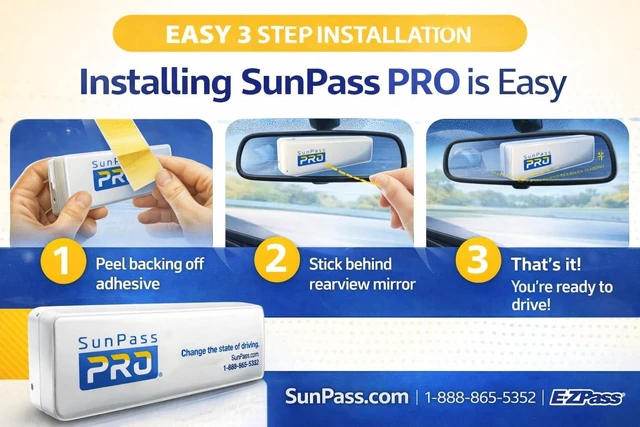 Alt view image 4 of 5 - SunPass PRO Portable Toll Transponder Prepaid Toll Pass for Florida & 21 States ^^ Works with E-ZPass ^^ Easy Install ^^ No Monthly Fees ^^ Travel Smart Across USA