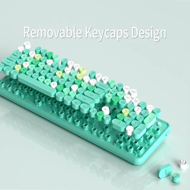 Alt view image 5 of 5 - KEQTFT Colorful Wireless Keyboard and Mouse Combo, Green Colorful